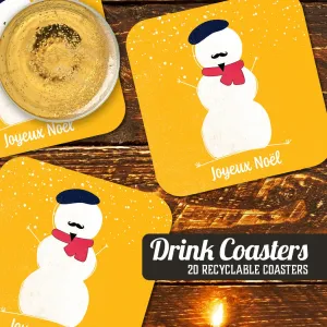 Joyeux Noel (Snowman) Christmas Coaster Set
