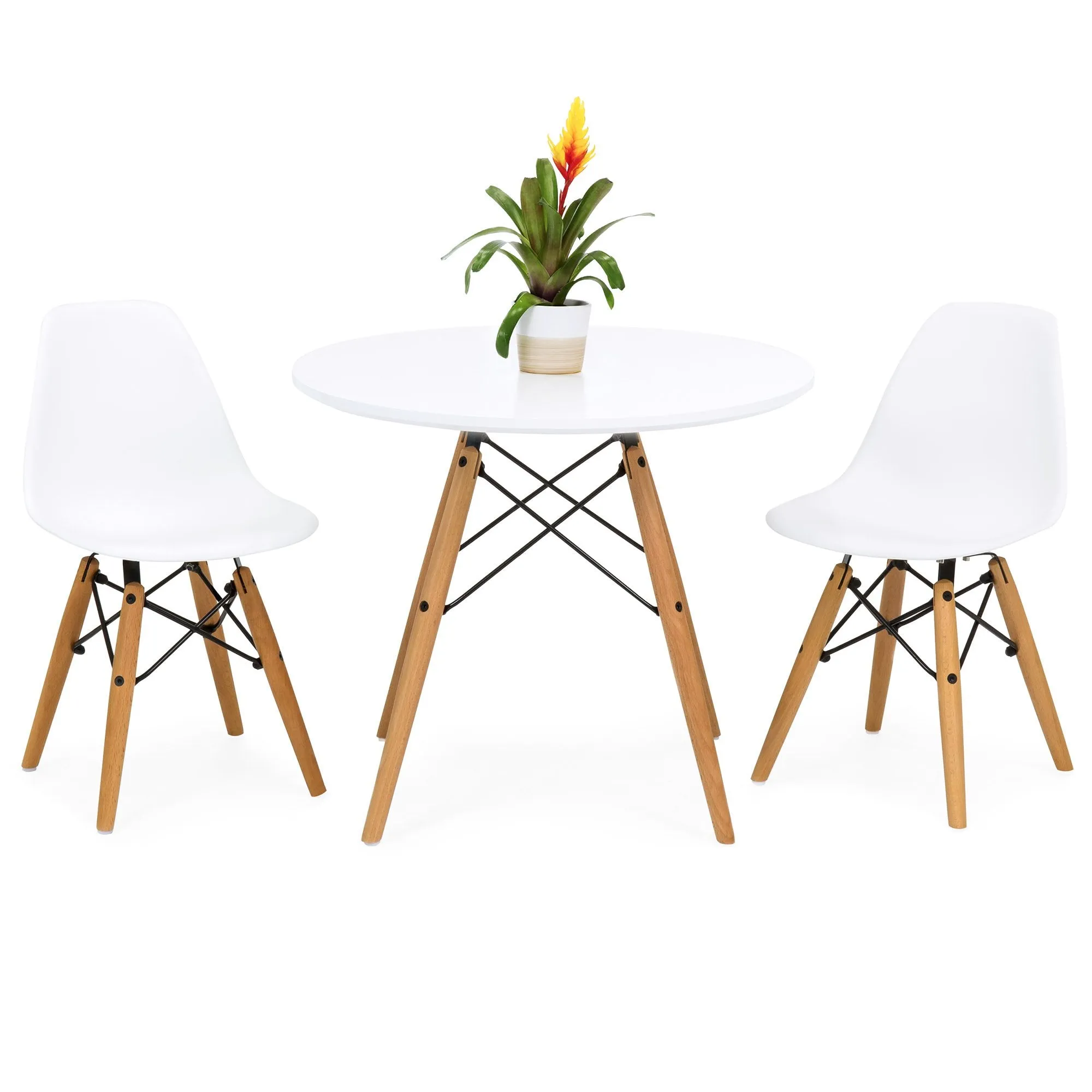 Kids Modern Dining Table Set w/ 2 Armless Chairs