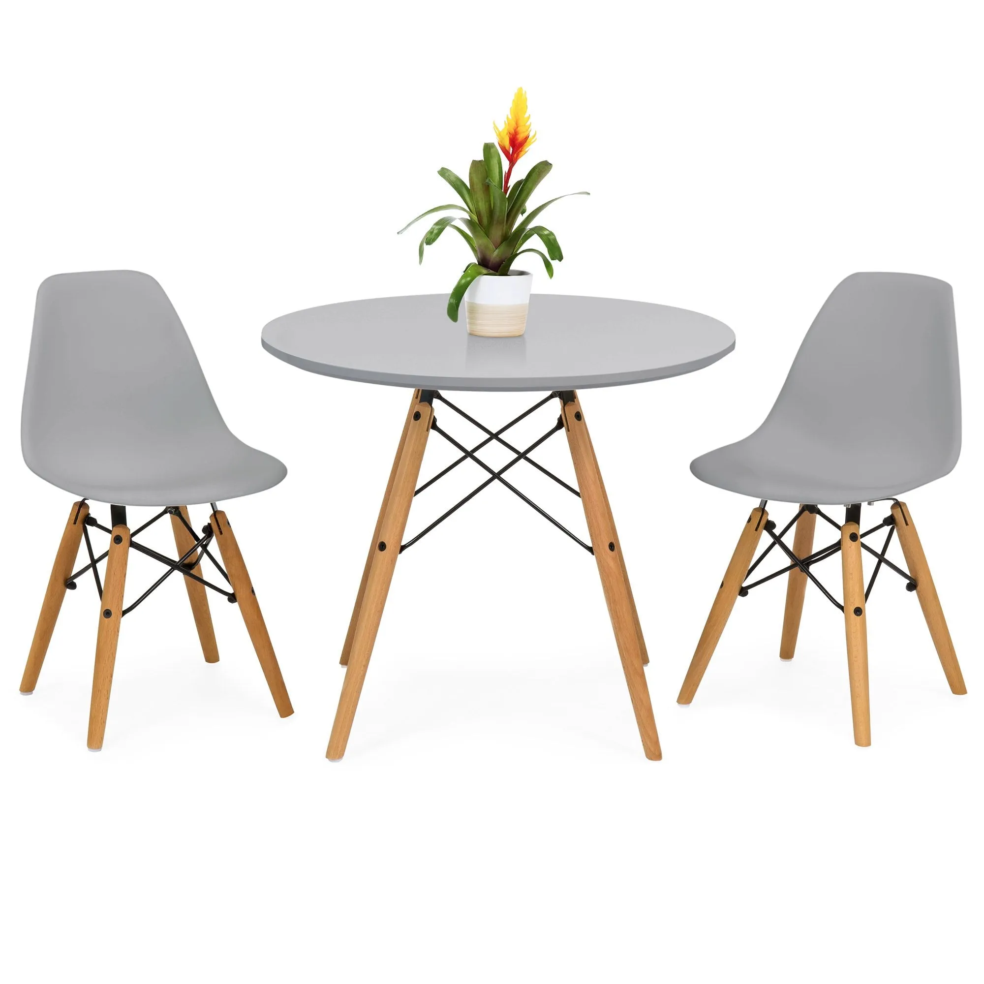 Kids Modern Dining Table Set w/ 2 Armless Chairs
