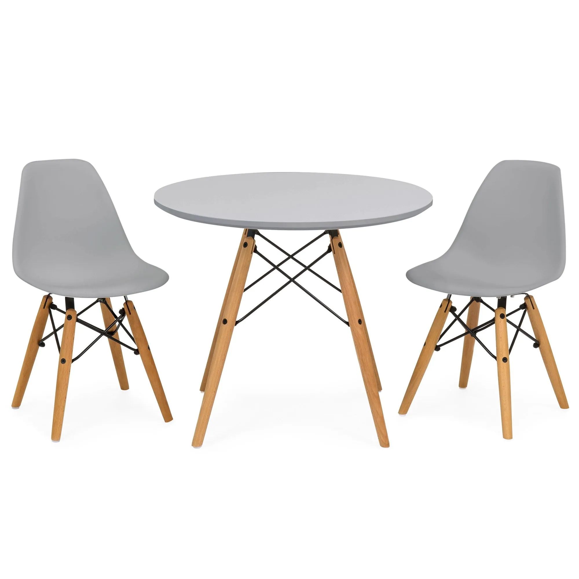 Kids Modern Dining Table Set w/ 2 Armless Chairs