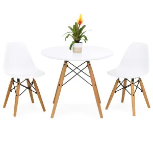 Kids Modern Dining Table Set w/ 2 Armless Chairs