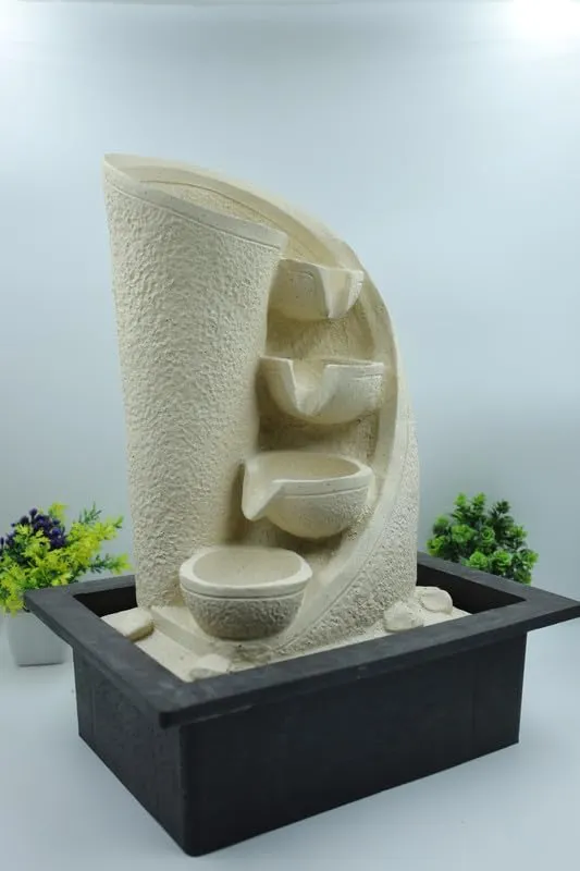 KRN Tranquil Serenity: Tabletop Water Fountain for Home - Ideal Decorative Gift for Any Occasion | Tabletop Fountain Indoor | Indoor Desk Fountain | Office Desk Fountain - Resin (Beige)