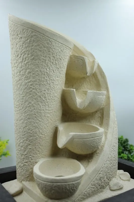 KRN Tranquil Serenity: Tabletop Water Fountain for Home - Ideal Decorative Gift for Any Occasion | Tabletop Fountain Indoor | Indoor Desk Fountain | Office Desk Fountain - Resin (Beige)