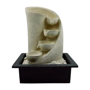 KRN Tranquil Serenity: Tabletop Water Fountain for Home - Ideal Decorative Gift for Any Occasion | Tabletop Fountain Indoor | Indoor Desk Fountain | Office Desk Fountain - Resin (Beige)