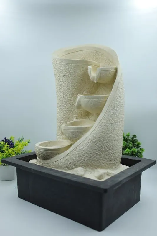 KRN Tranquil Serenity: Tabletop Water Fountain for Home - Ideal Decorative Gift for Any Occasion | Tabletop Fountain Indoor | Indoor Desk Fountain | Office Desk Fountain - Resin (Beige)