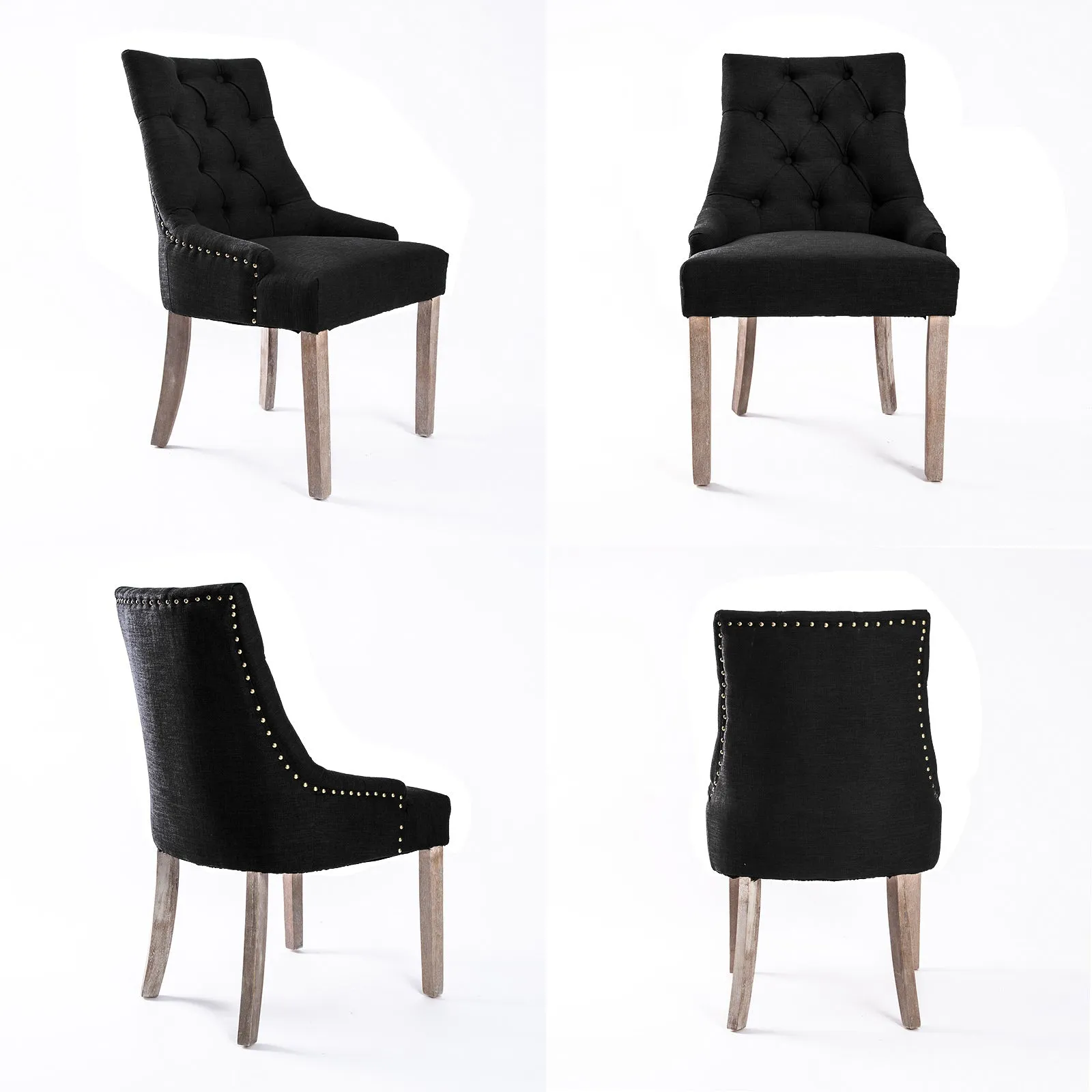 La Bella 2 Set Dark Black French Provincial Dining Chair Amour Oak Leg