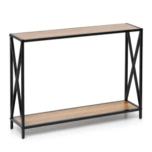 Livzing Wooden 2 Tier Console Table with Storage Shelf Multipurpose Rectangle Narrow-Slim-Sofa-Foyer-End-Porch-Wall Side Entrance Table for Home, Entryway, Hallway, Bedroom & Living room(Maple)