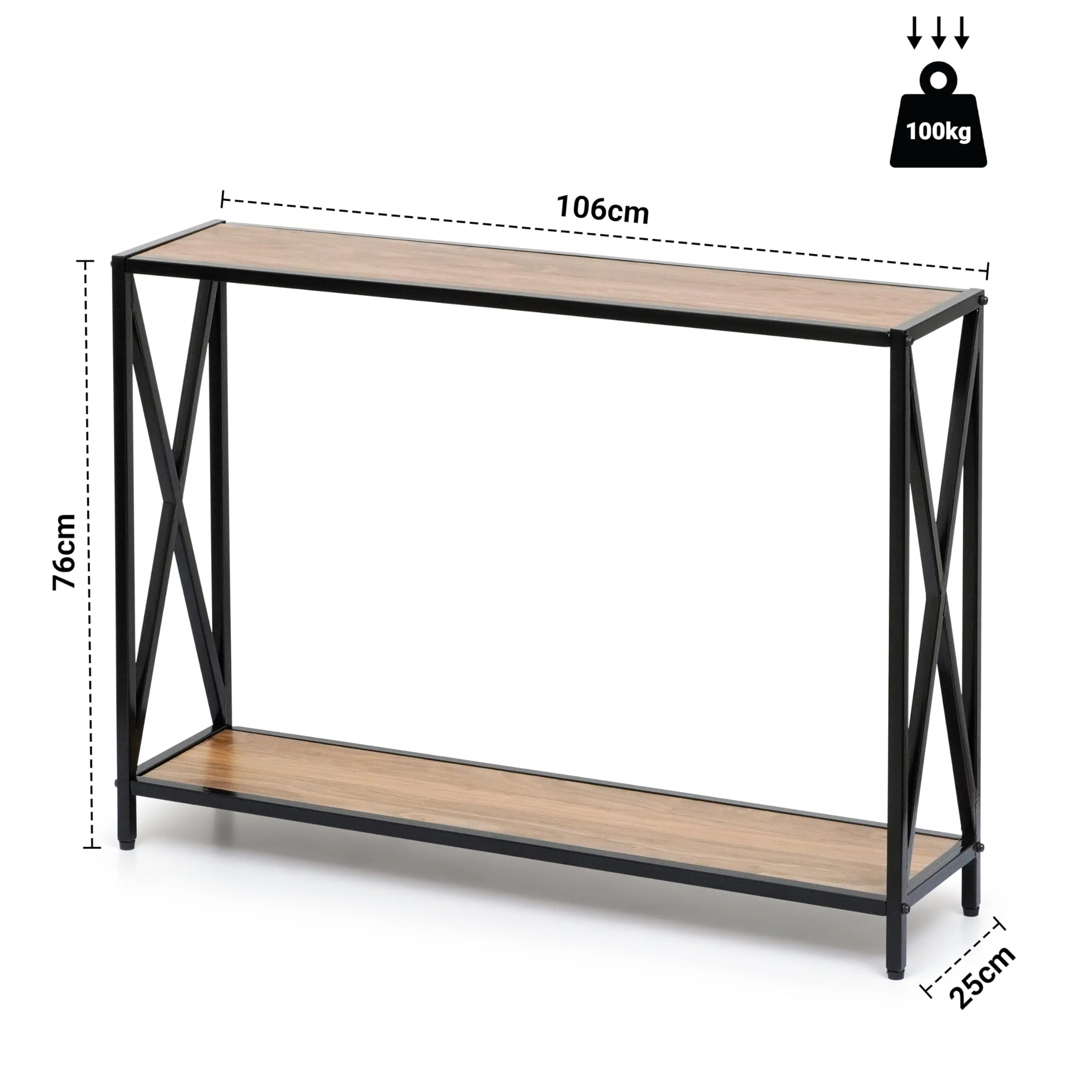 Livzing Wooden 2 Tier Console Table with Storage Shelf Multipurpose Rectangle Narrow-Slim-Sofa-Foyer-End-Porch-Wall Side Entrance Table for Home, Entryway, Hallway, Bedroom & Living room(Maple)