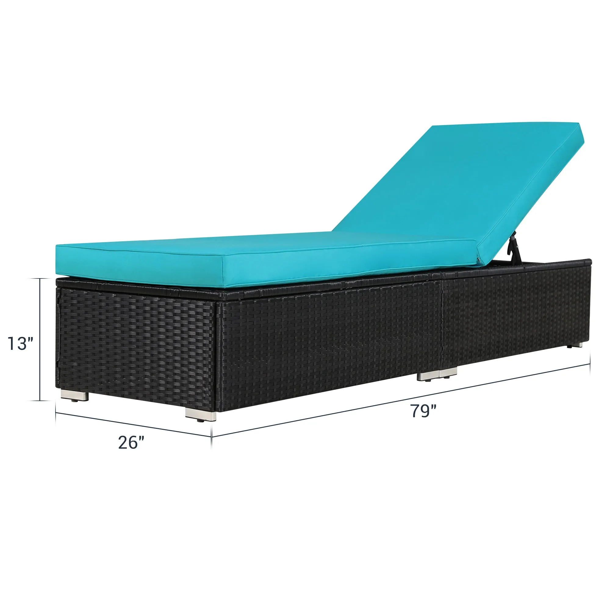 Lounge Wicker Chair, Blue Cushion