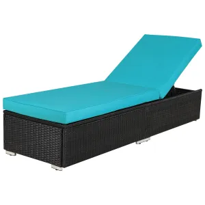 Lounge Wicker Chair, Blue Cushion
