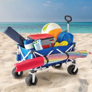 Mainstays Folding All-Terrain Wide-Track Wheeled Beach Wagon
