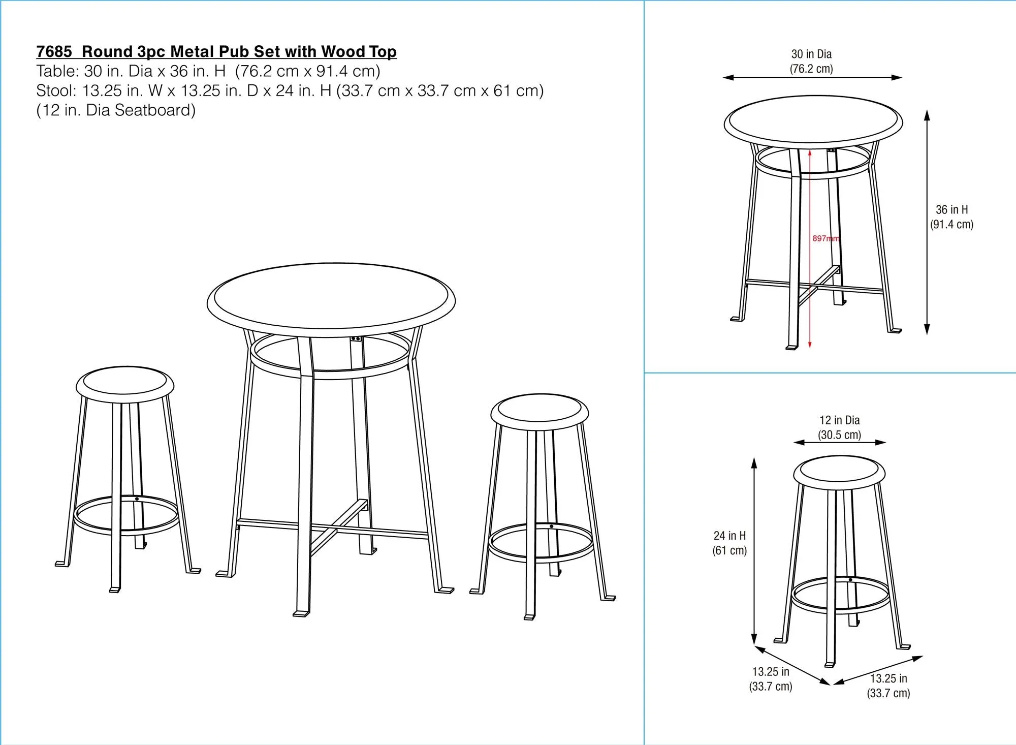 Montgomery Industrial 3-Piece Dining Set