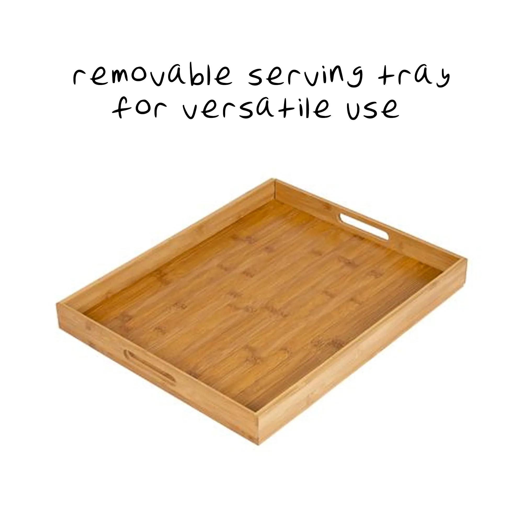 Natural Bamboo 38-Inch Kitchen Cart with Drop-Leaf