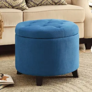 Nicole Round Shape Fabric/Leatherette Ottoman Pouffe Puffy