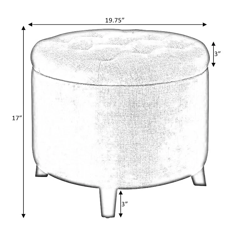 Nicole Round Shape Fabric/Leatherette Ottoman Pouffe Puffy