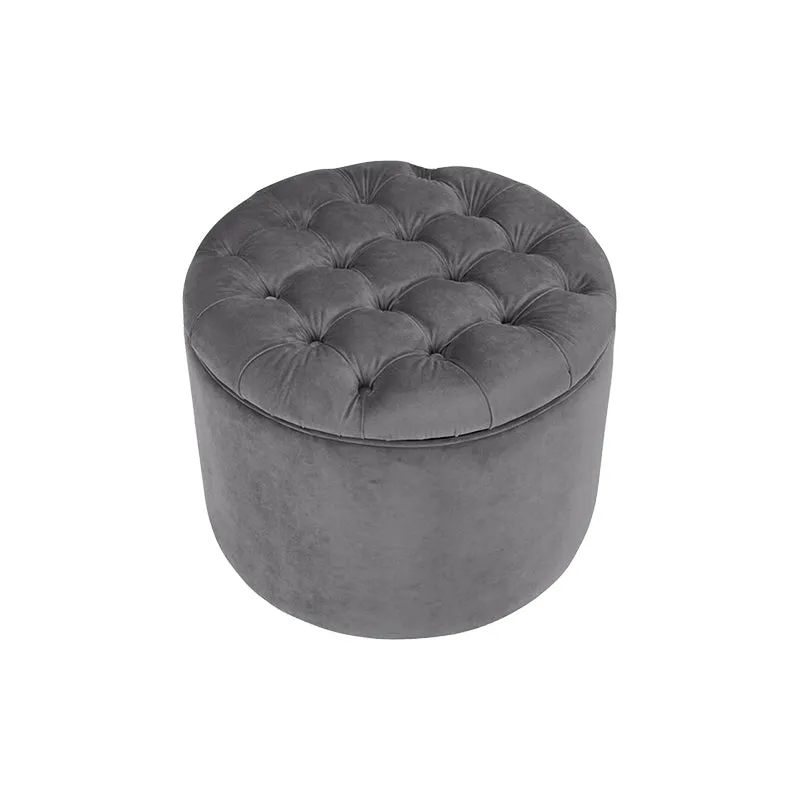 Olive Round Shape Fabric Ottoman Pouffe Puffy for Foot Rest Home Furniture