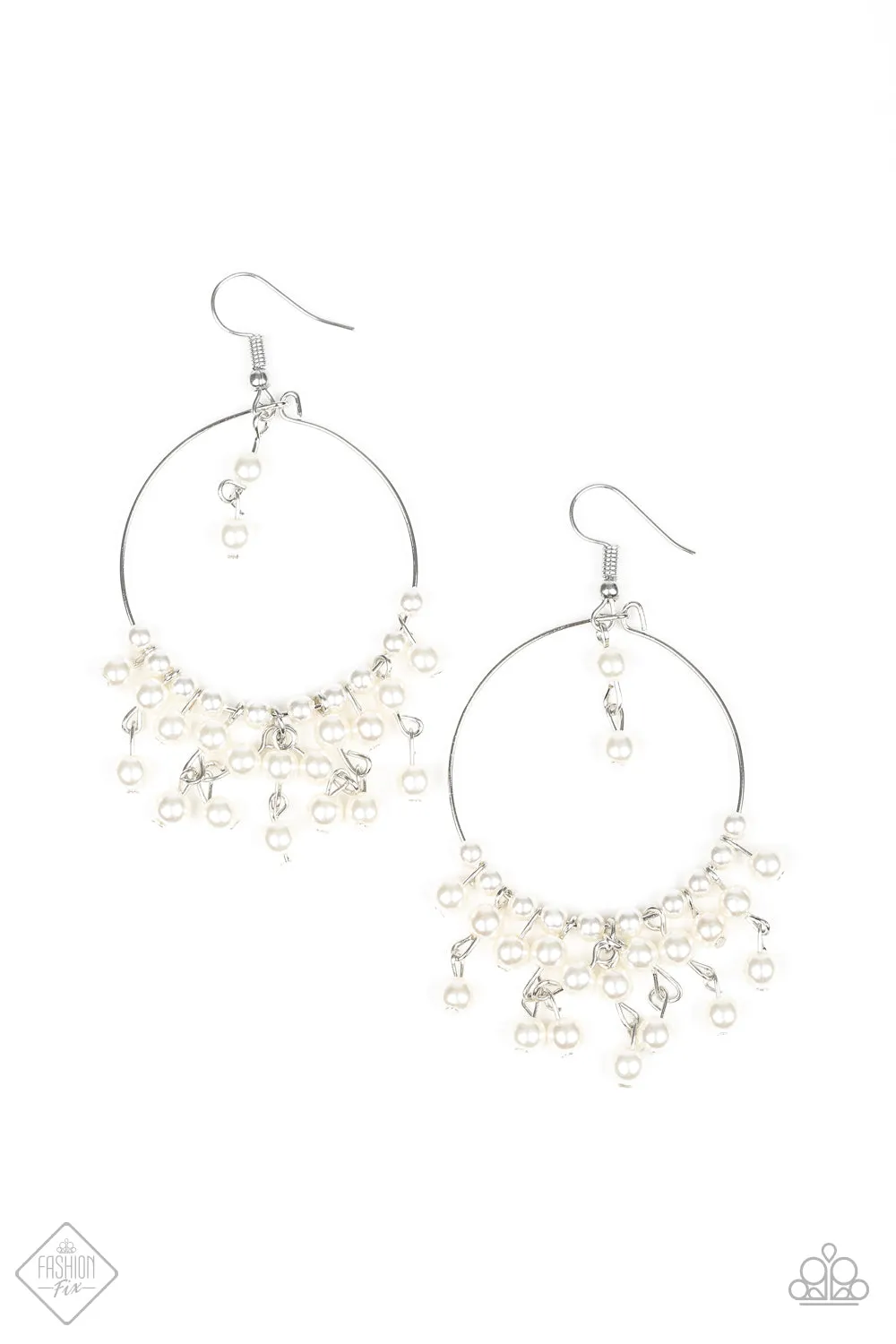 Paparazzi Now On Broadway White Earrings