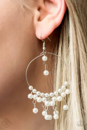 Paparazzi Now On Broadway White Earrings