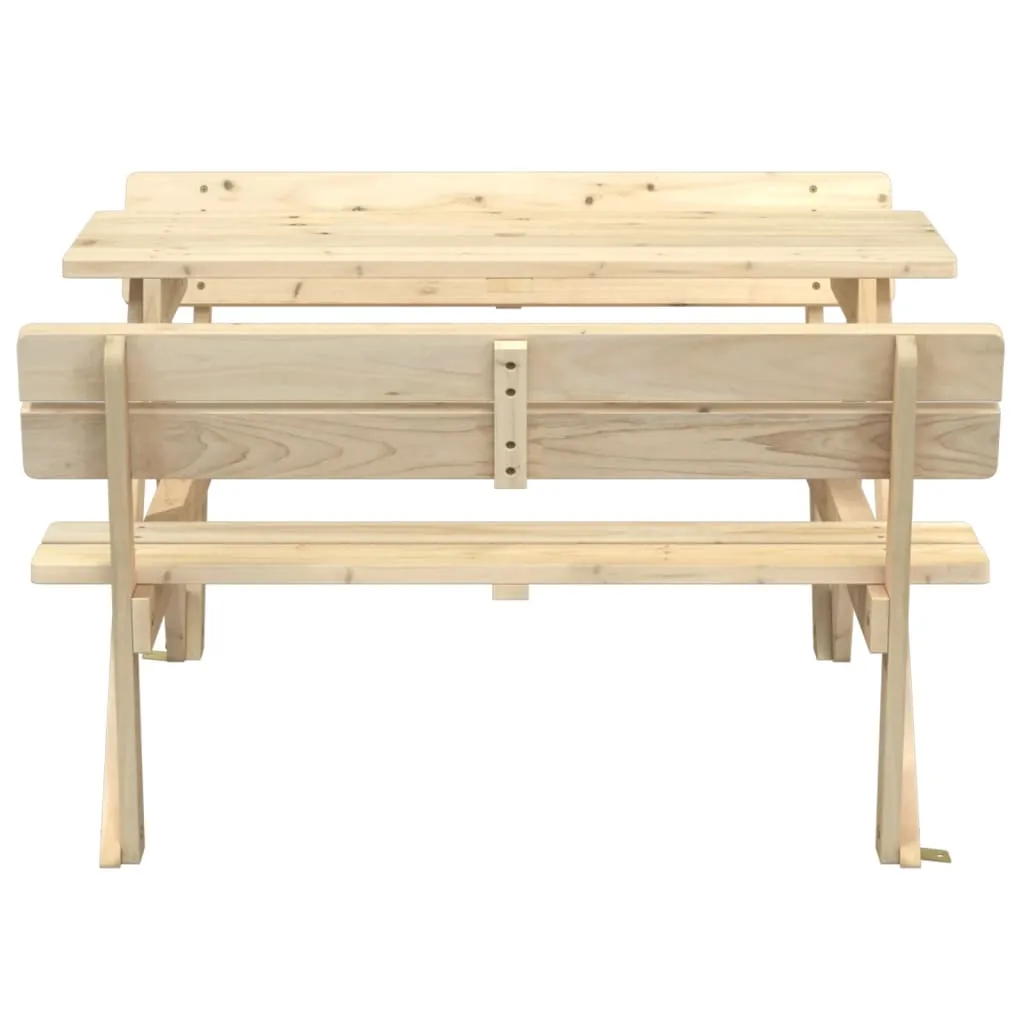 Picnic Table for 4 Kids with Umbrella Hole Solid Wood Fir
