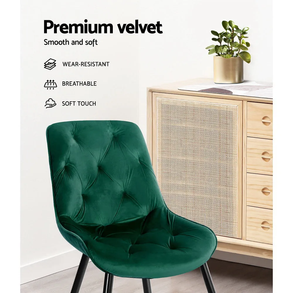 Plush Velvet Dining Chairs Set of 2, Sturdy Steel Legs - Artiss
