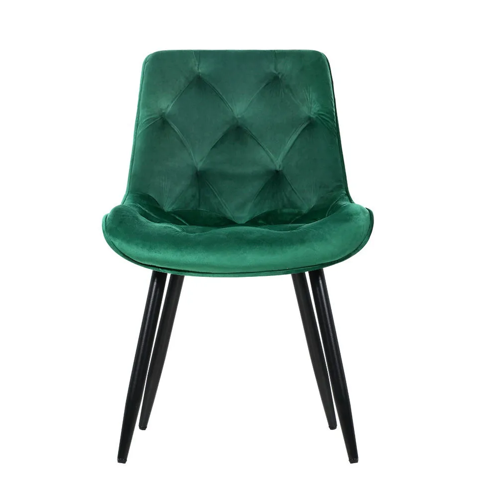 Plush Velvet Dining Chairs Set of 2, Sturdy Steel Legs - Artiss