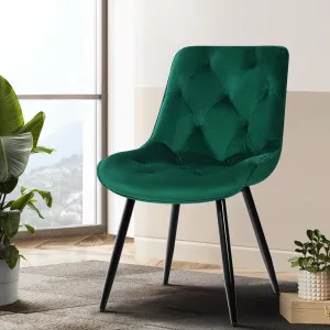 Plush Velvet Dining Chairs Set of 2, Sturdy Steel Legs - Artiss