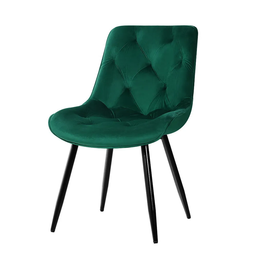 Plush Velvet Dining Chairs Set of 2, Sturdy Steel Legs - Artiss