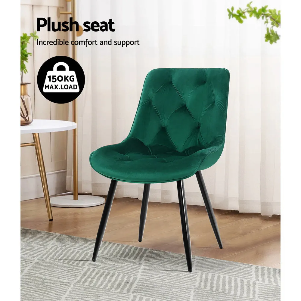 Plush Velvet Dining Chairs Set of 2, Sturdy Steel Legs - Artiss