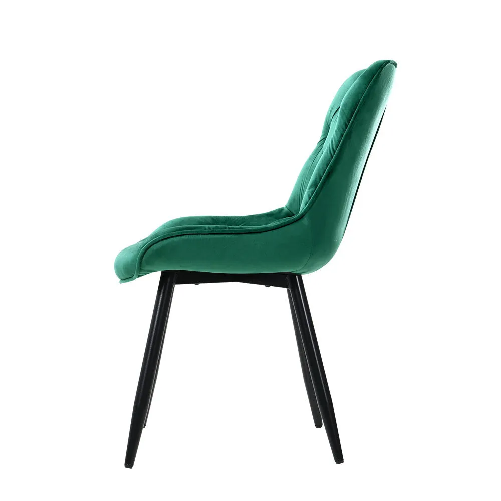 Plush Velvet Dining Chairs Set of 2, Sturdy Steel Legs - Artiss