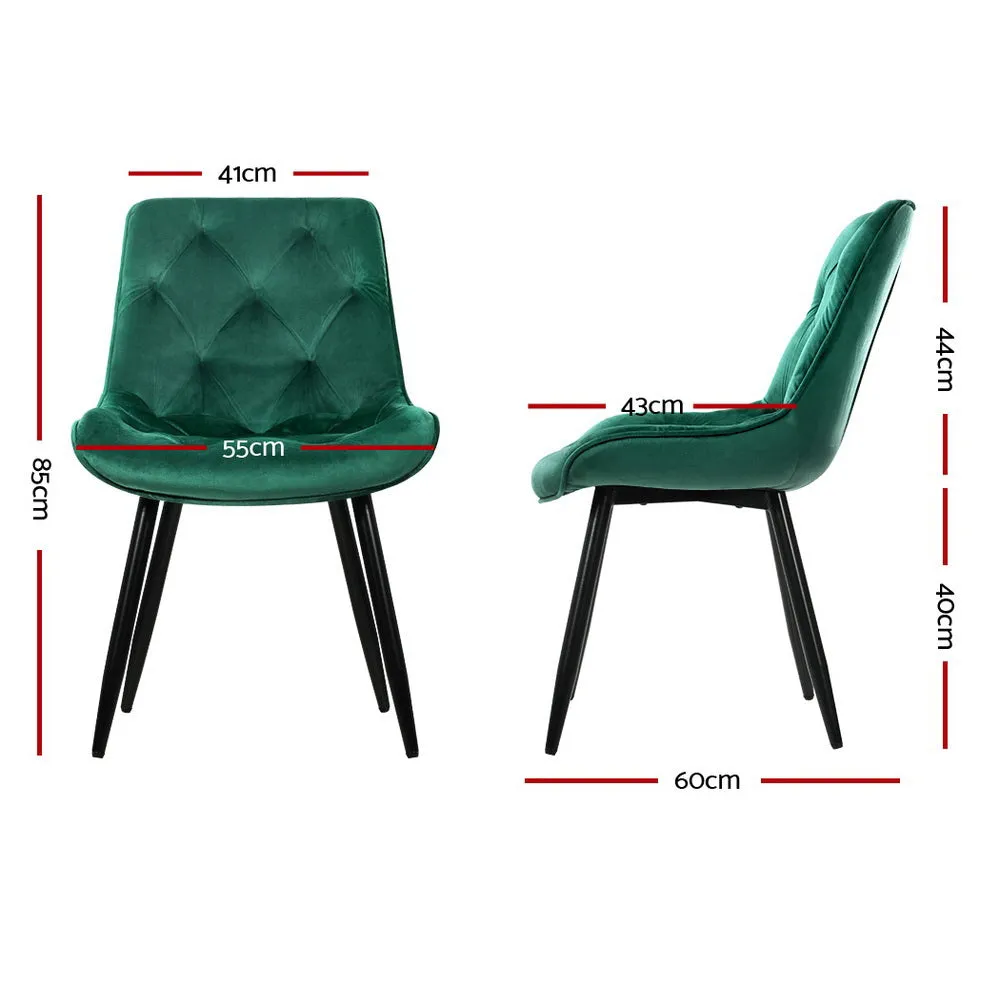 Plush Velvet Dining Chairs Set of 2, Sturdy Steel Legs - Artiss