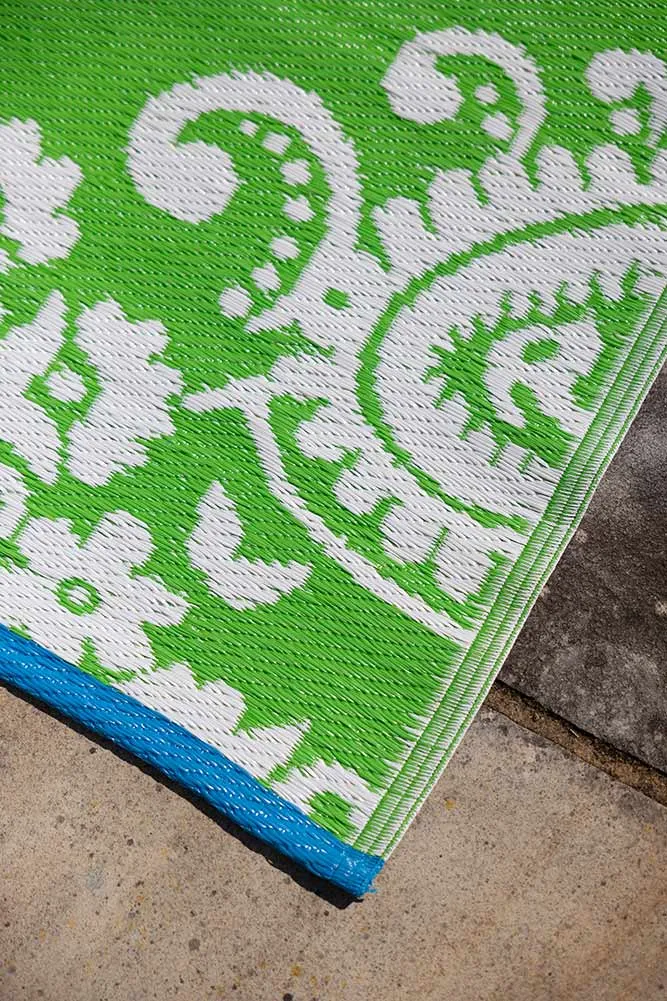 Recycled Vintage Design Outdoor Rug in Green