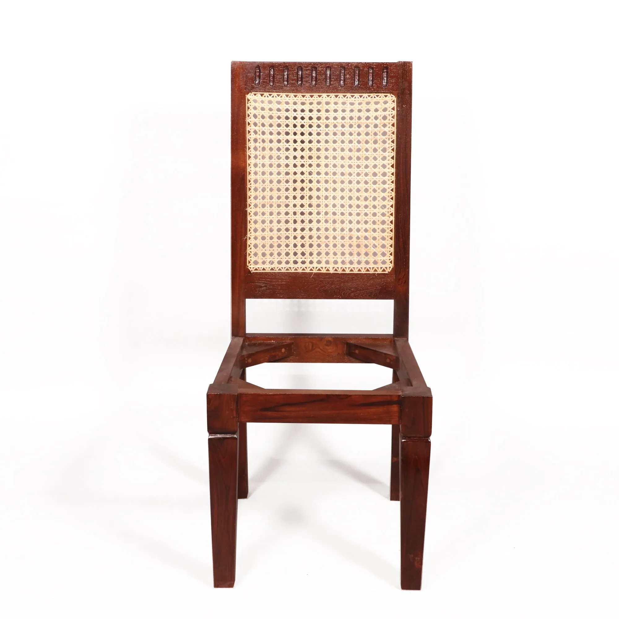 (Set of 2) Traditional Carved Teak Wood with Authentic cane Dining Chair