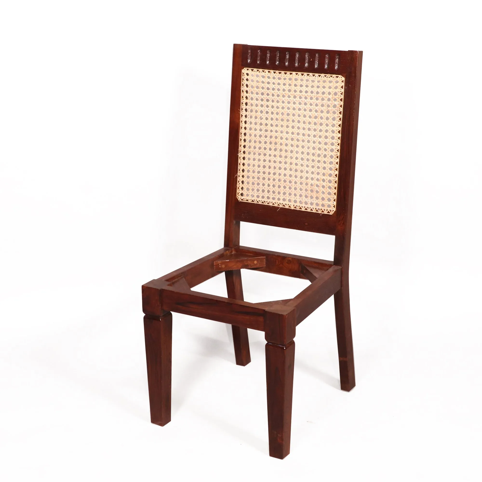 (Set of 2) Traditional Carved Teak Wood with Authentic cane Dining Chair