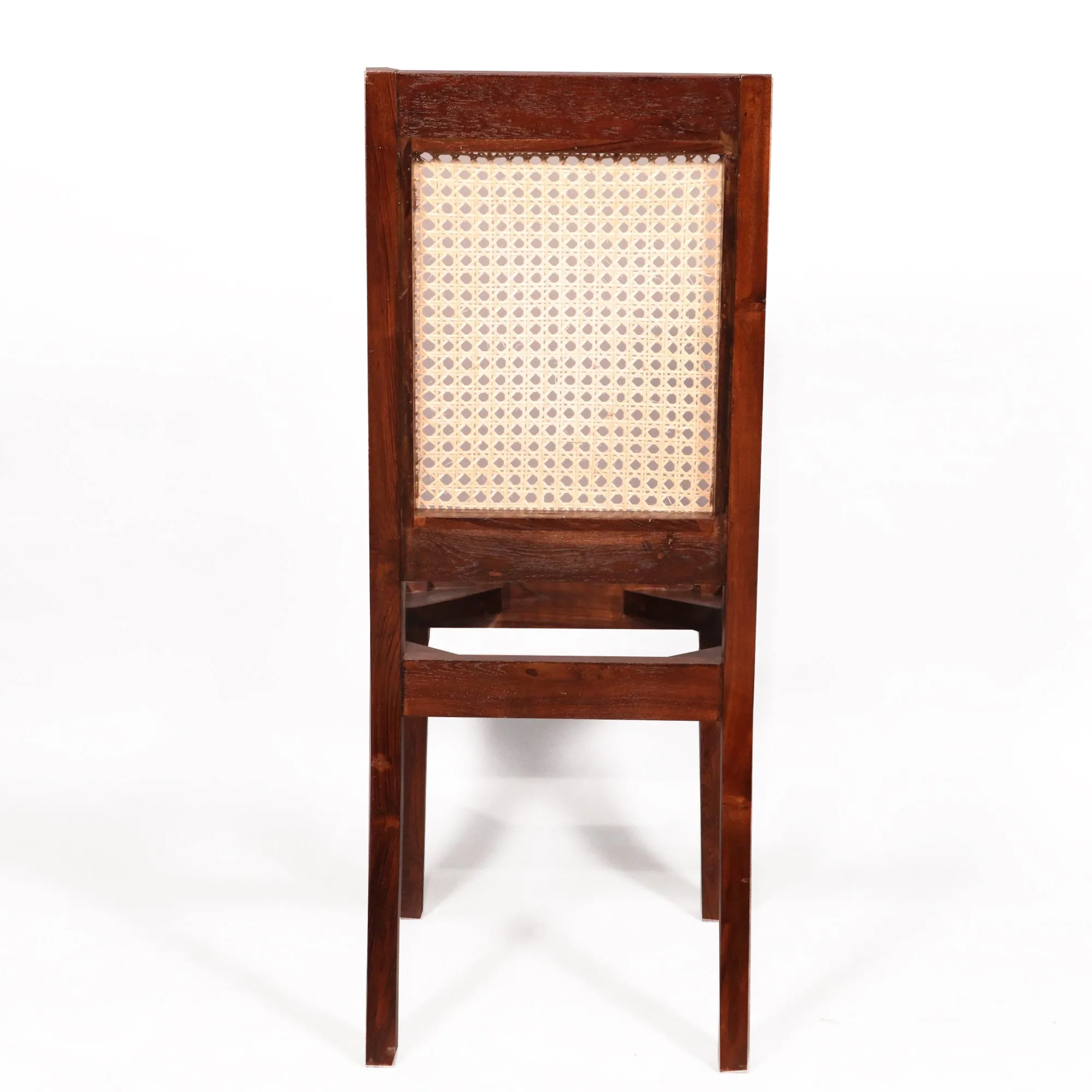 (Set of 2) Traditional Carved Teak Wood with Authentic cane Dining Chair