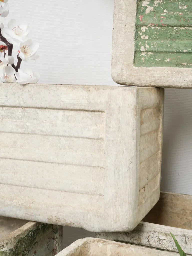Set of Nine Small Vintage Rectangular Planters w/ Weathered Green Patina