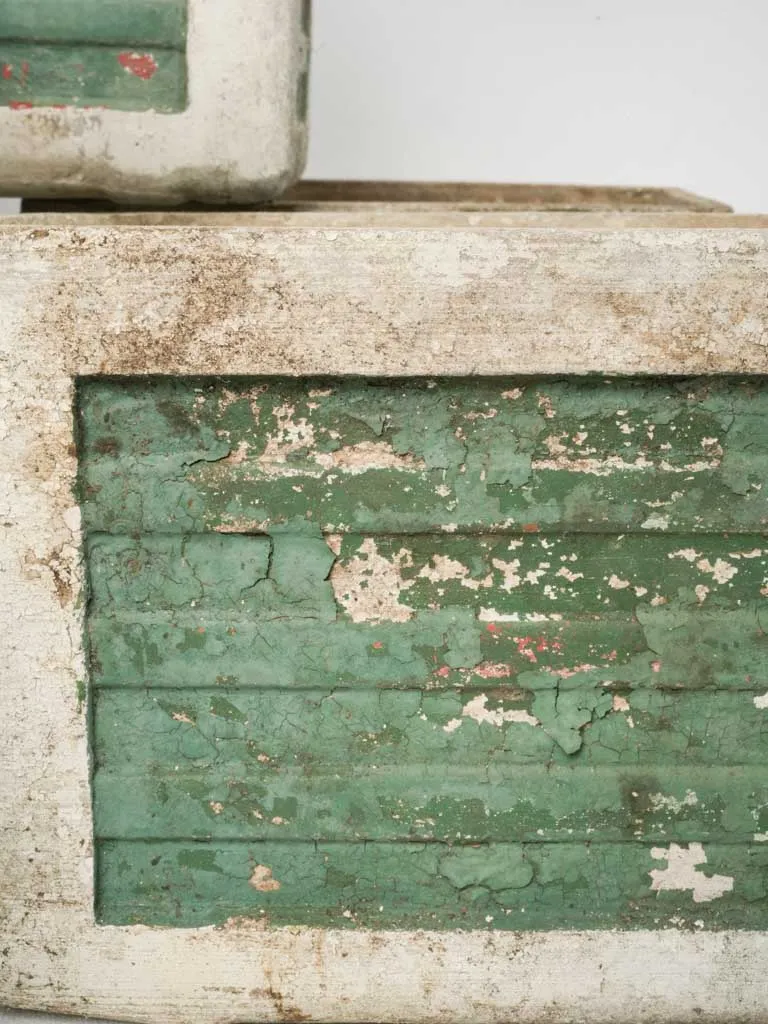 Set of Nine Small Vintage Rectangular Planters w/ Weathered Green Patina