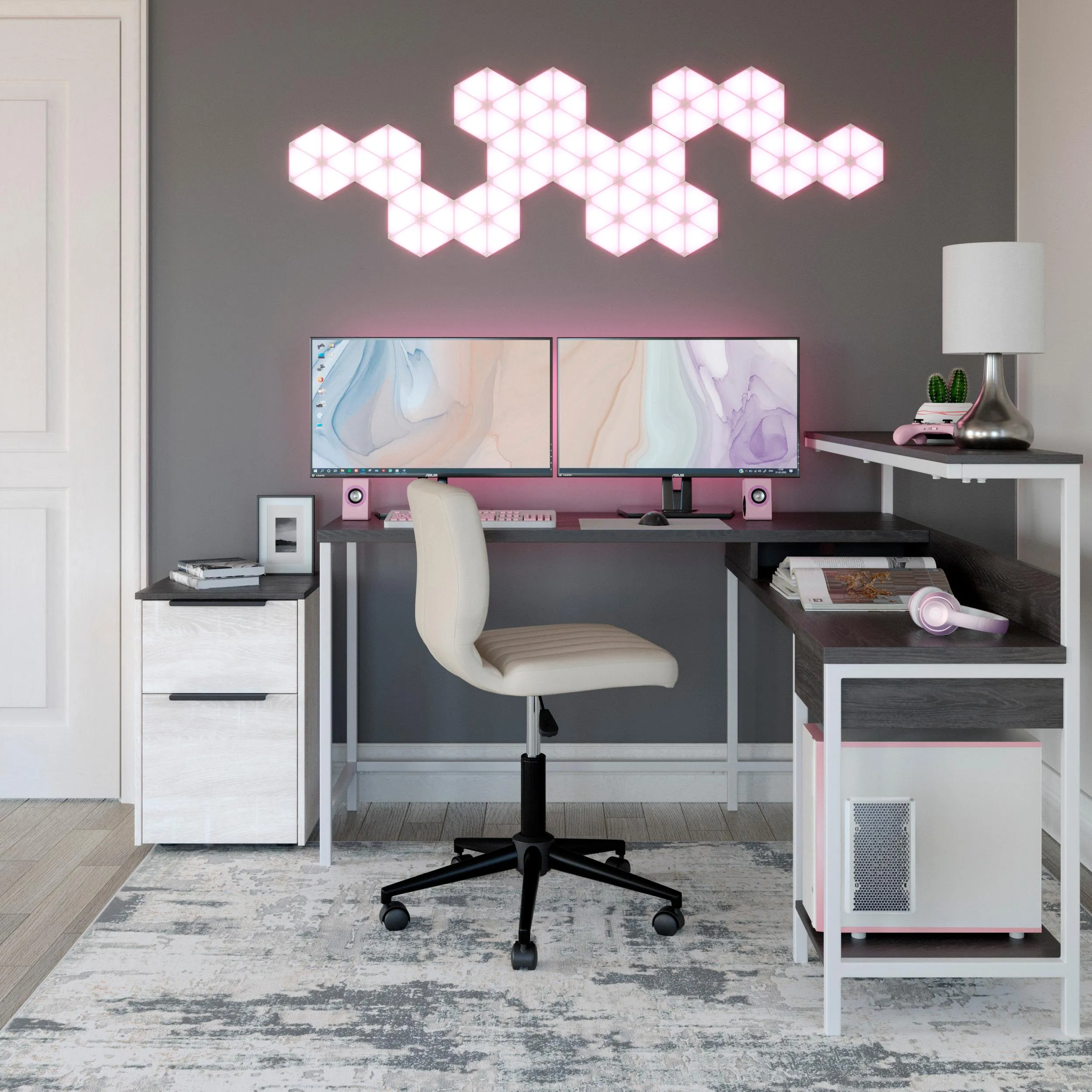 Signature Design by Ashley Dorrinson H287-24 L-Desk with Storage