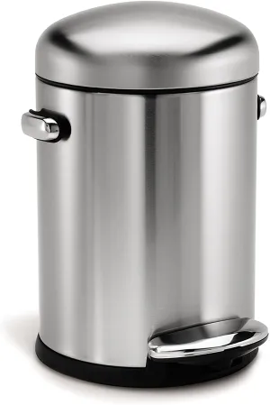 Simplehuman Round Retro Pedal Bin Brushed Stainless Steel 4.5L
