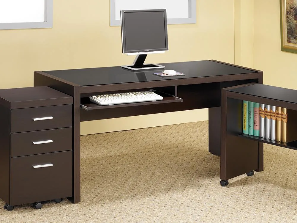 Skeena Computer Desk with Keyboard Drawer Cappuccino