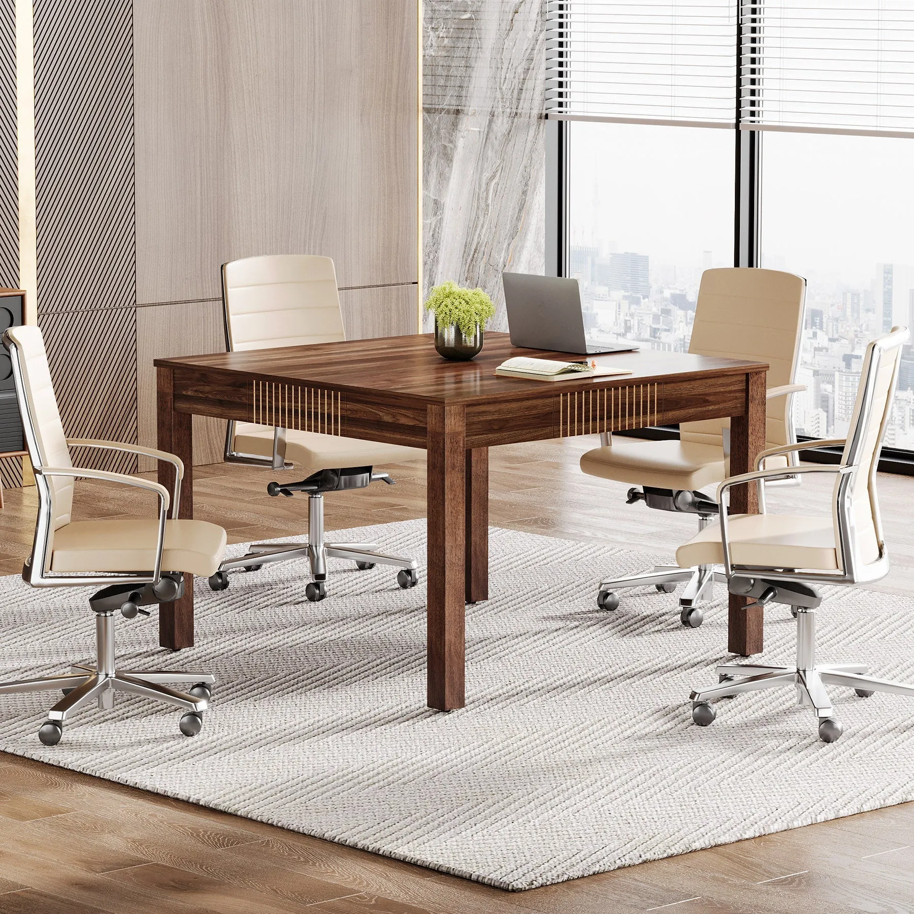 Square Conference Table, Small Meeting Room Table For Home Office
