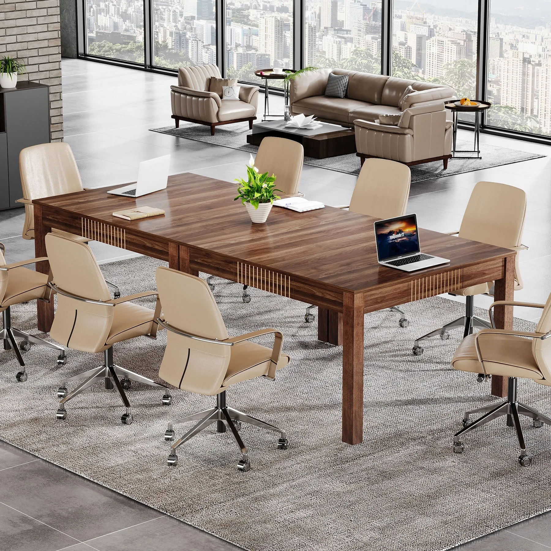 Square Conference Table, Small Meeting Room Table For Home Office