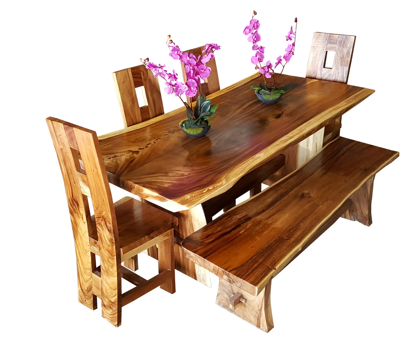 Suar Live Edge Slab Backless Bench approximately 59" long