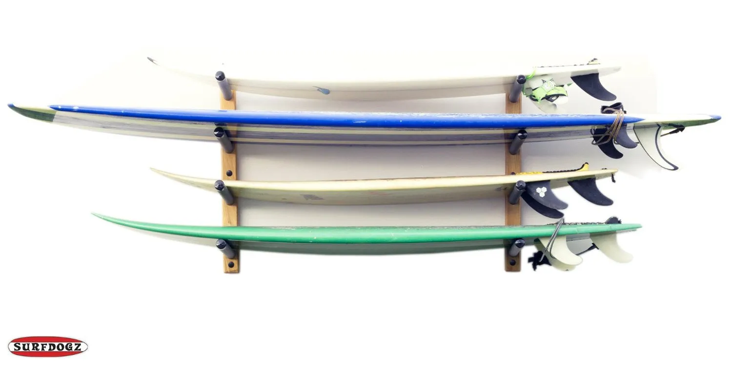 Surfboard Wall Rack - Quad Wooden Deluxe
