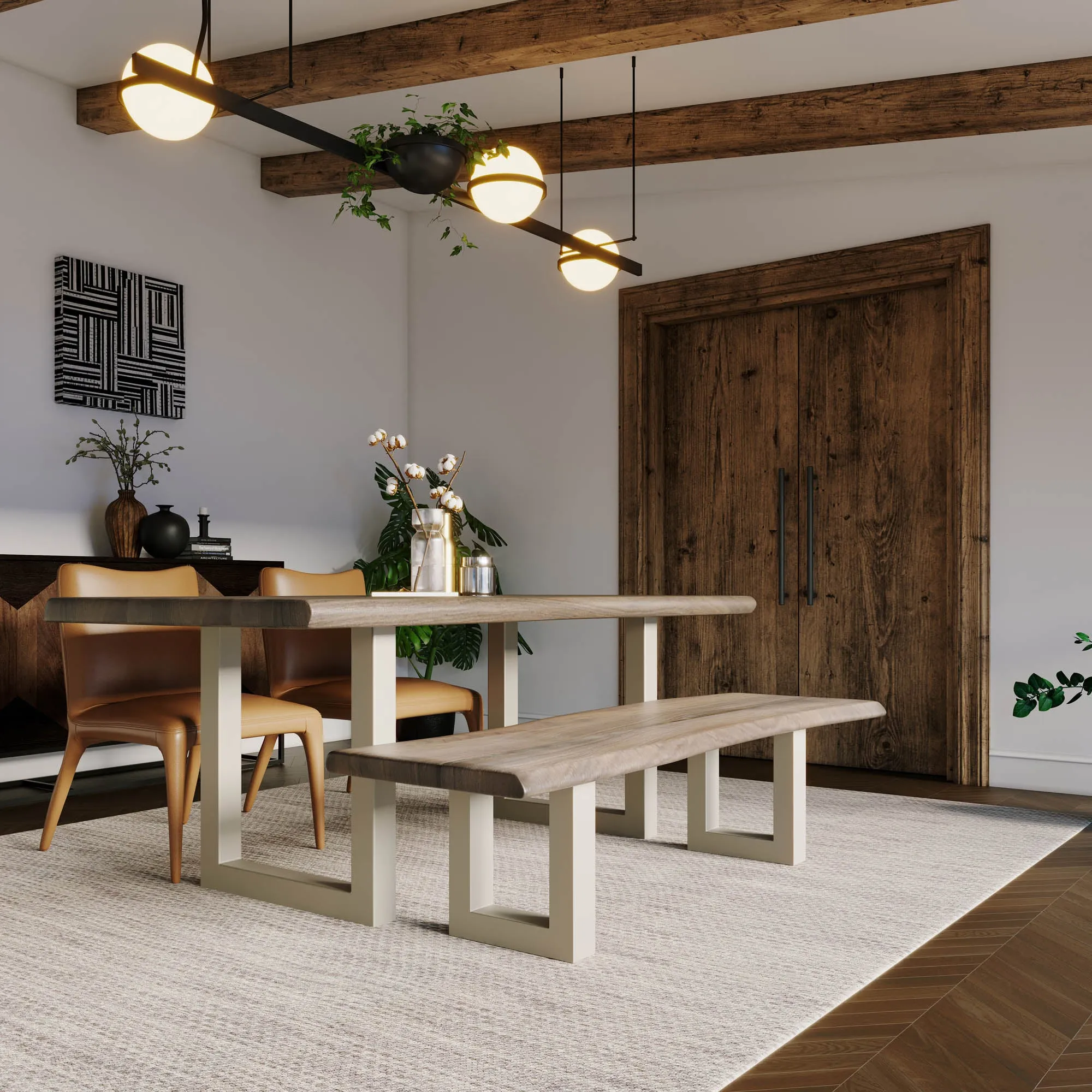 TAJ Dining Bench - Vinegar Matte