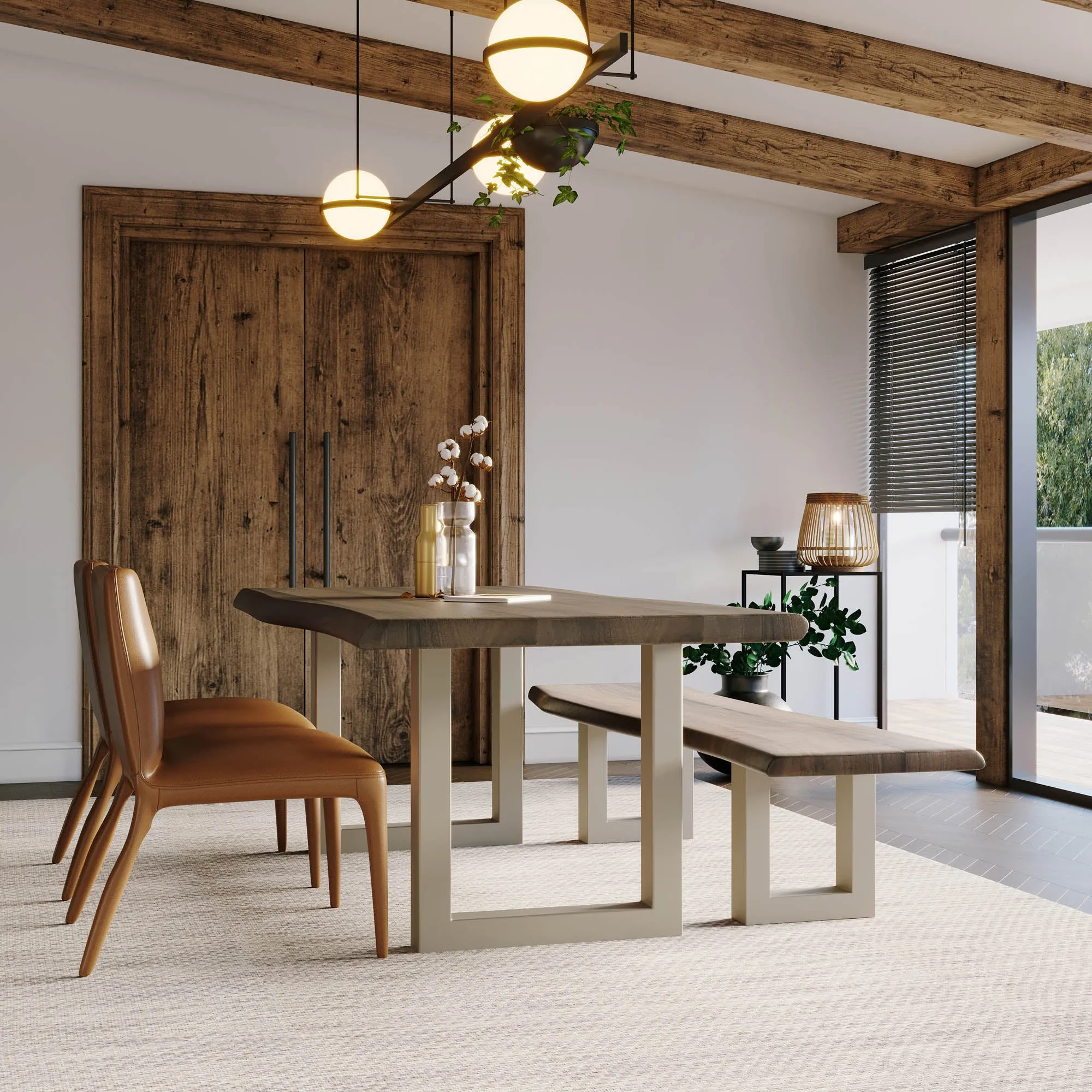 TAJ Dining Bench - Vinegar Matte
