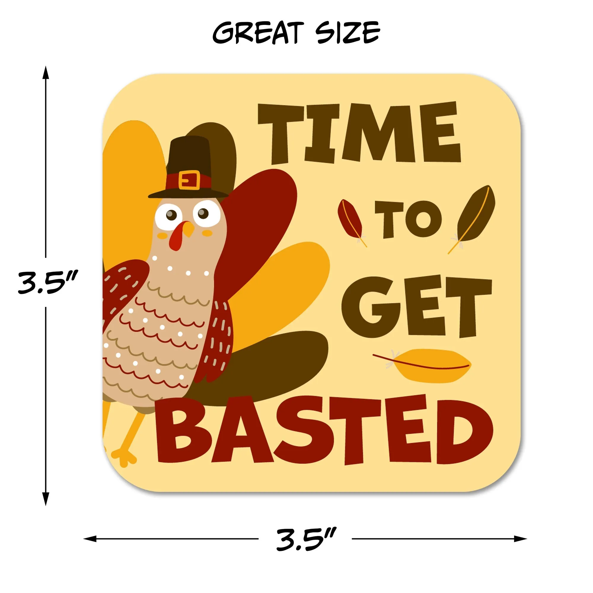 Time to Get Basted Thanksgiving Paper Coaster Set
