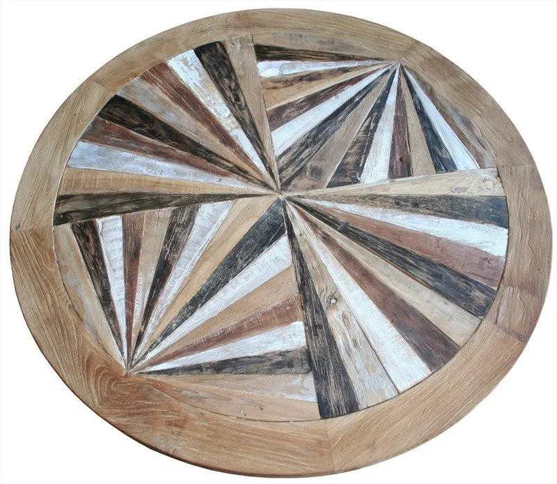 53-Inch Tuscany Round Dining Table Made from Recycled Teak Wood - Eco-Friendly and Stylish