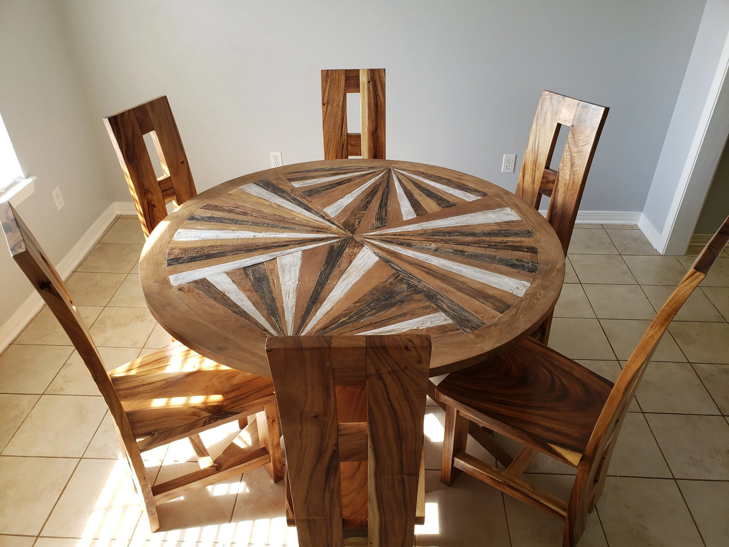53-Inch Tuscany Round Dining Table Made from Recycled Teak Wood - Eco-Friendly and Stylish