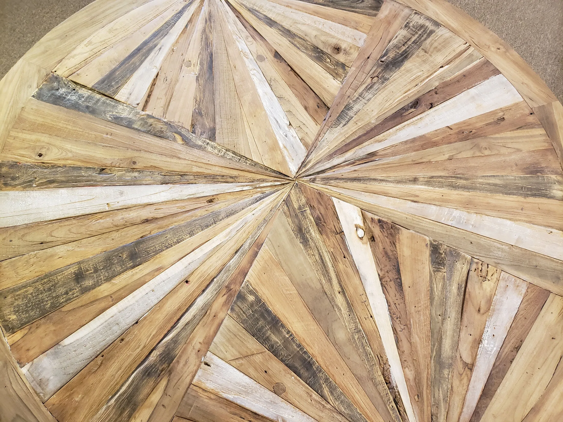 53-Inch Tuscany Round Dining Table Made from Recycled Teak Wood - Eco-Friendly and Stylish
