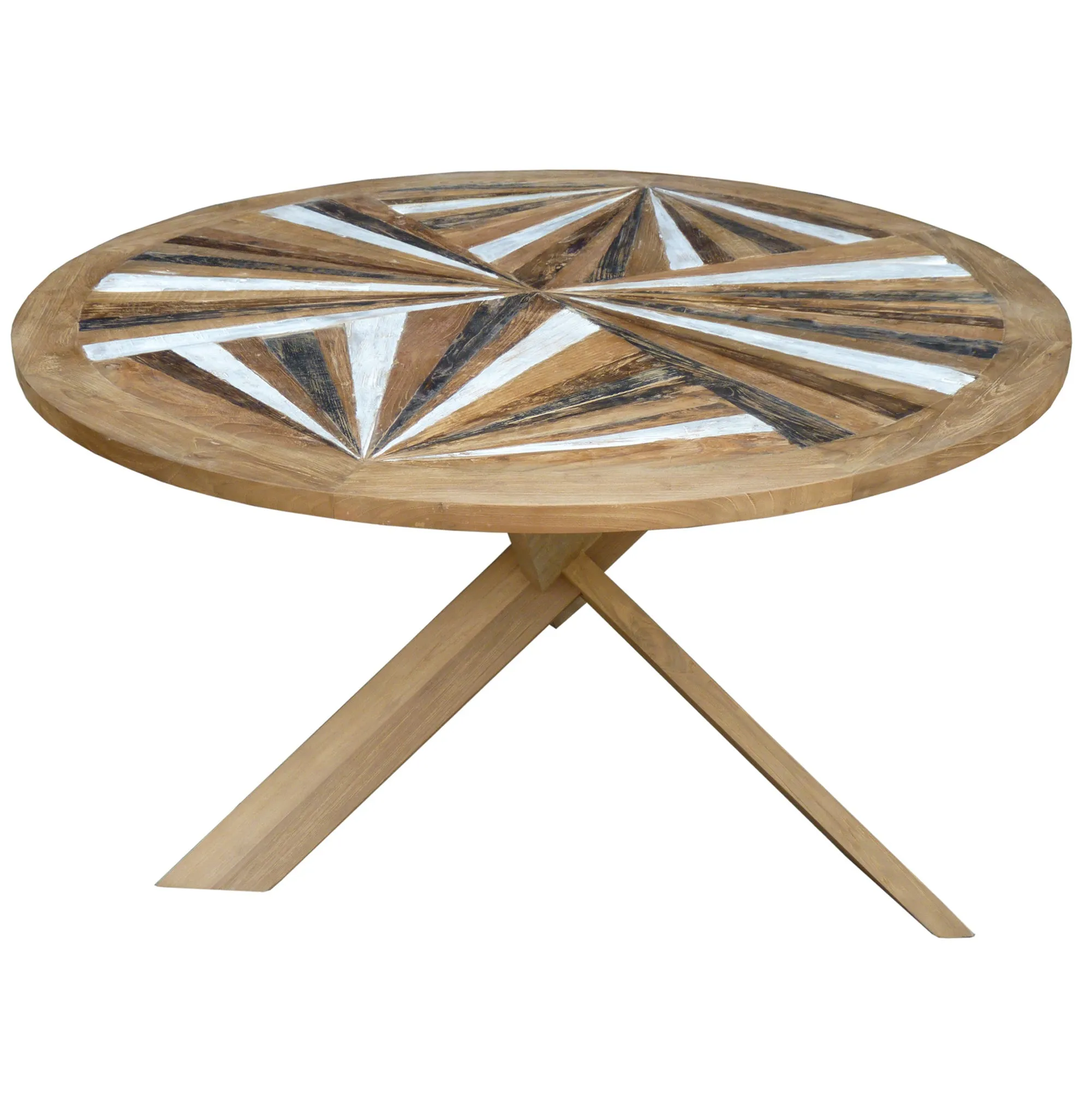 53-Inch Tuscany Round Dining Table Made from Recycled Teak Wood - Eco-Friendly and Stylish